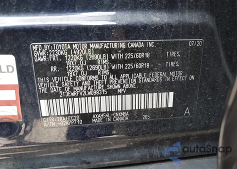 2020 Toyota Rav4 Hybrid Xse from USA, damaged, VIN 2T3EWRFV2LW098315